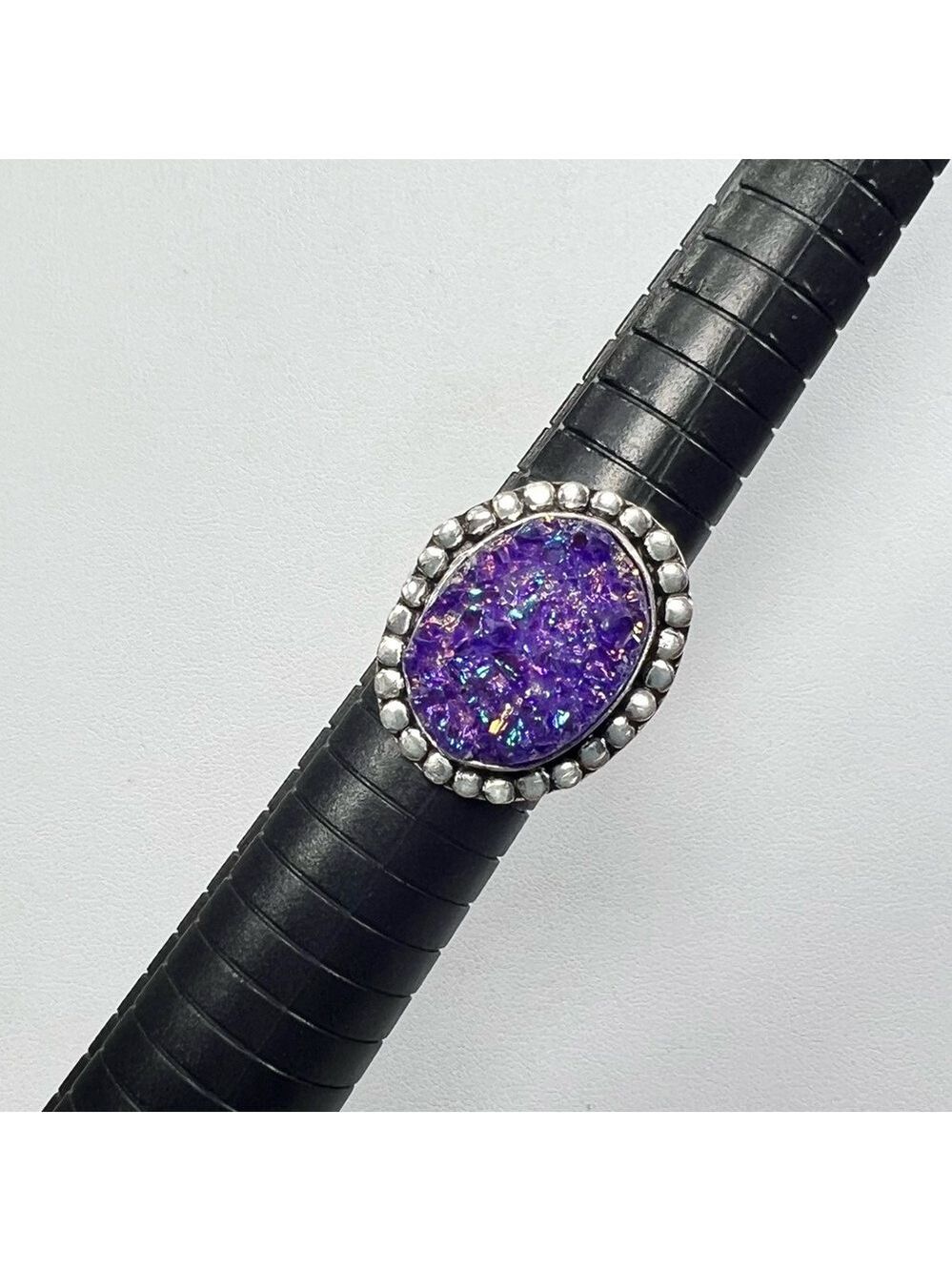 Titanium Druzy 925 Gemstone Ring size 8.5